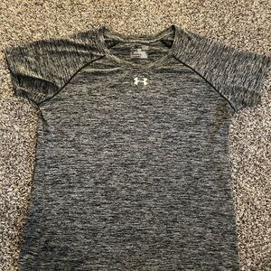 Under Armour Black and Gray Heather HeatGear Short Sleeve Tee